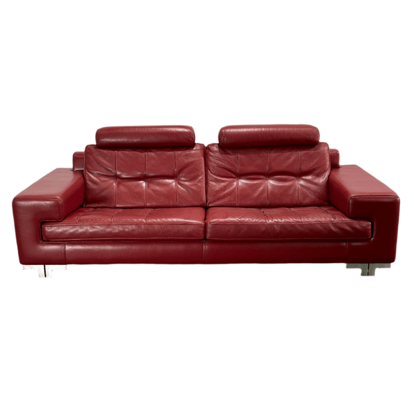 Roche Bobois Red Leather Three Seater Sofa