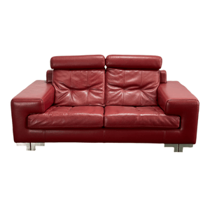 Roche Bobois Red Leather Two Seater Sofa @ REHAUS