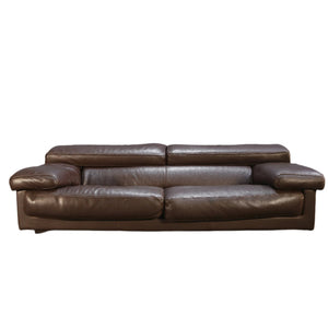 Roche Bobois Three Seater Brown Leather Sofa @ REHAUS