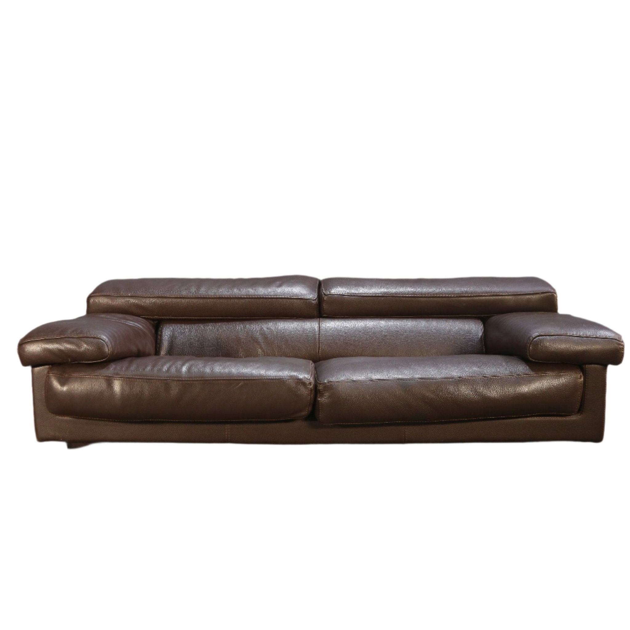 Roche Bobois Three Seater Brown Leather Sofa @ REHAUS