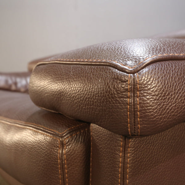 Roche Bobois Three Seater Brown Leather Sofa @ REHAUS