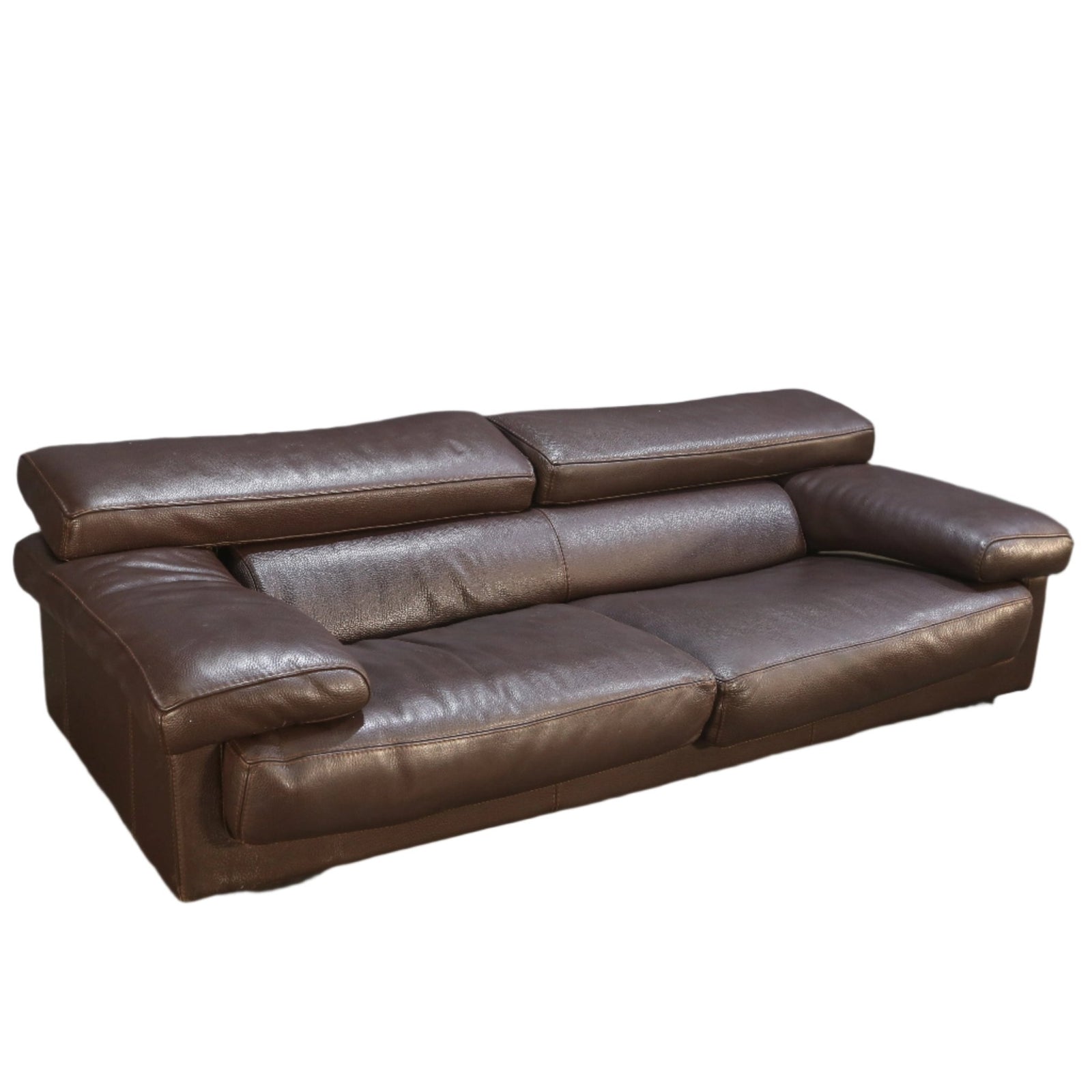 Roche Bobois Three Seater Brown Leather Sofa @ REHAUS