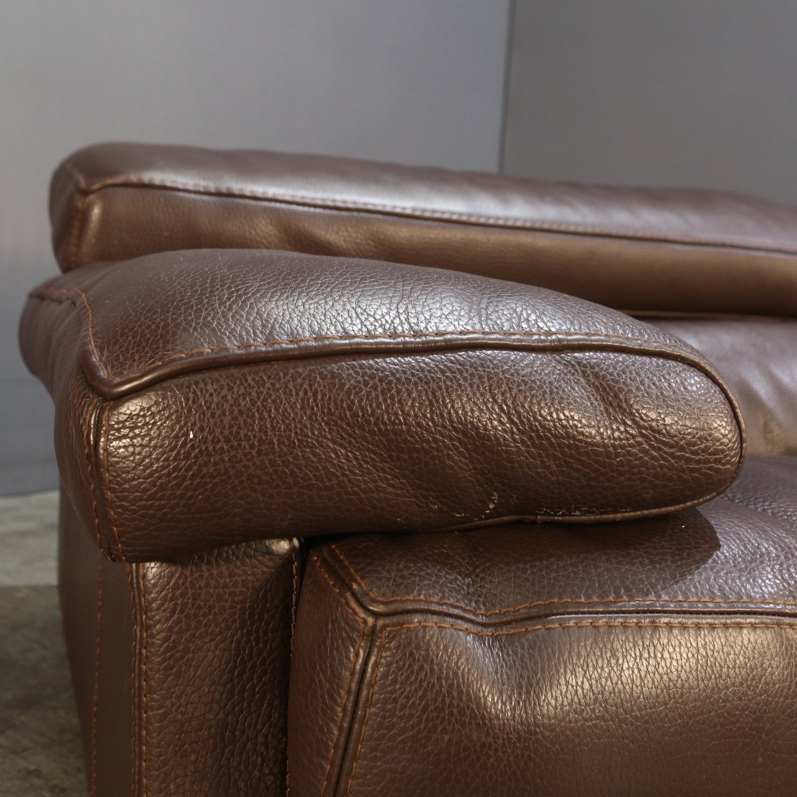 Roche Bobois Three Seater Brown Leather Sofa @ REHAUS