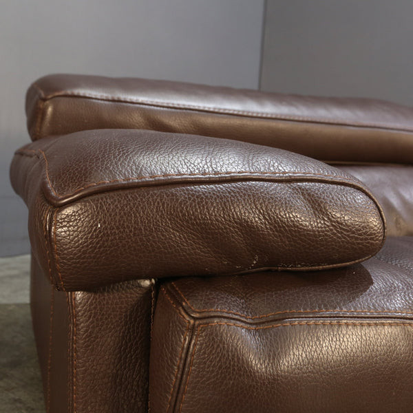 Roche Bobois Three Seater Brown Leather Sofa @ REHAUS