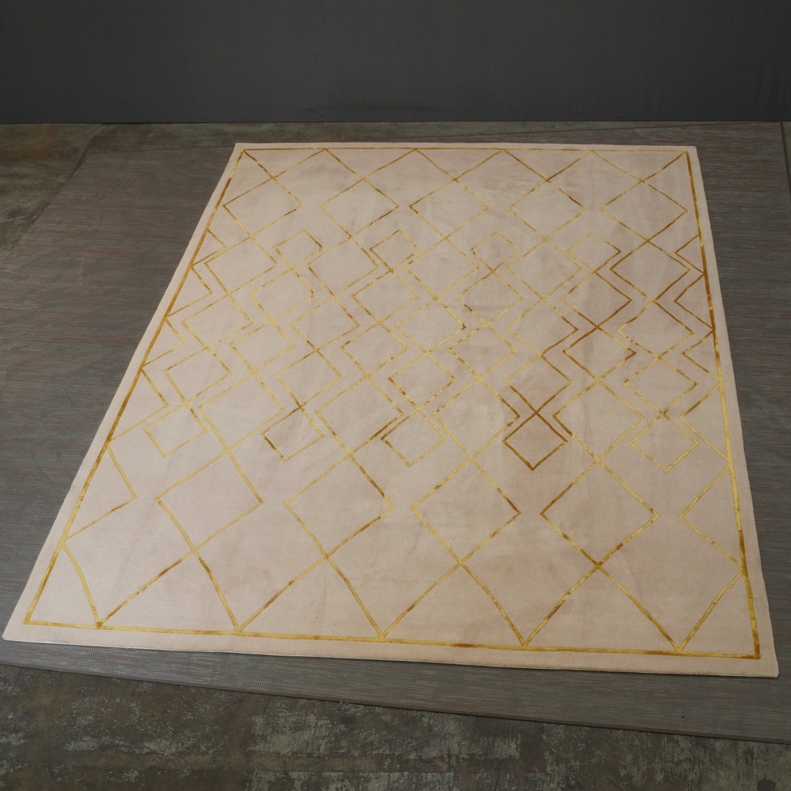 Rowan Cream and Gold Diamond Rug @ REHAUS