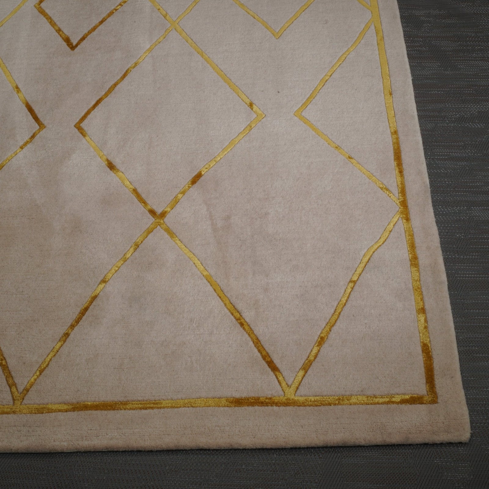Rowan Cream and Gold Diamond Rug @ REHAUS