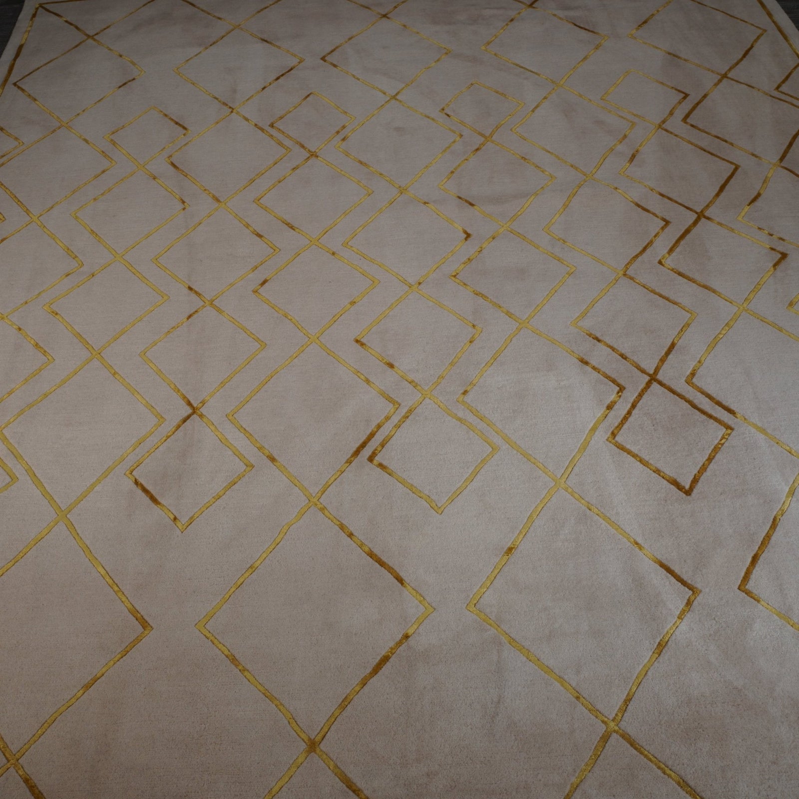 Rowan Cream and Gold Diamond Rug @ REHAUS