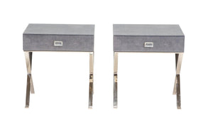 Shagreen Blue Glass Bedside Table (One Available)