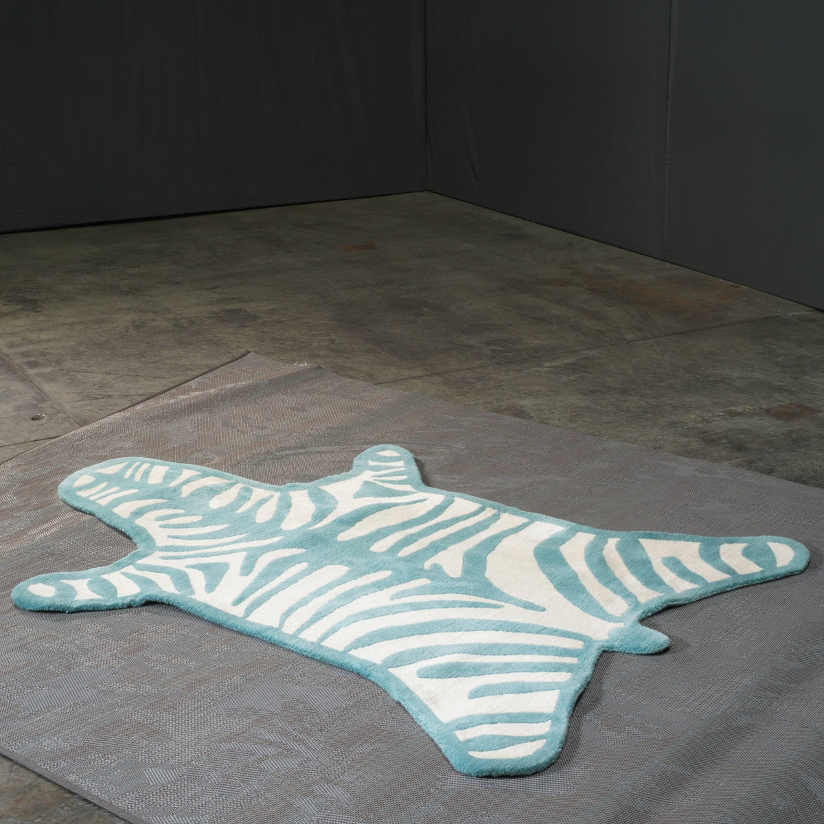 Small Blue and White Bespoke Zebra Rug @ REHAUS