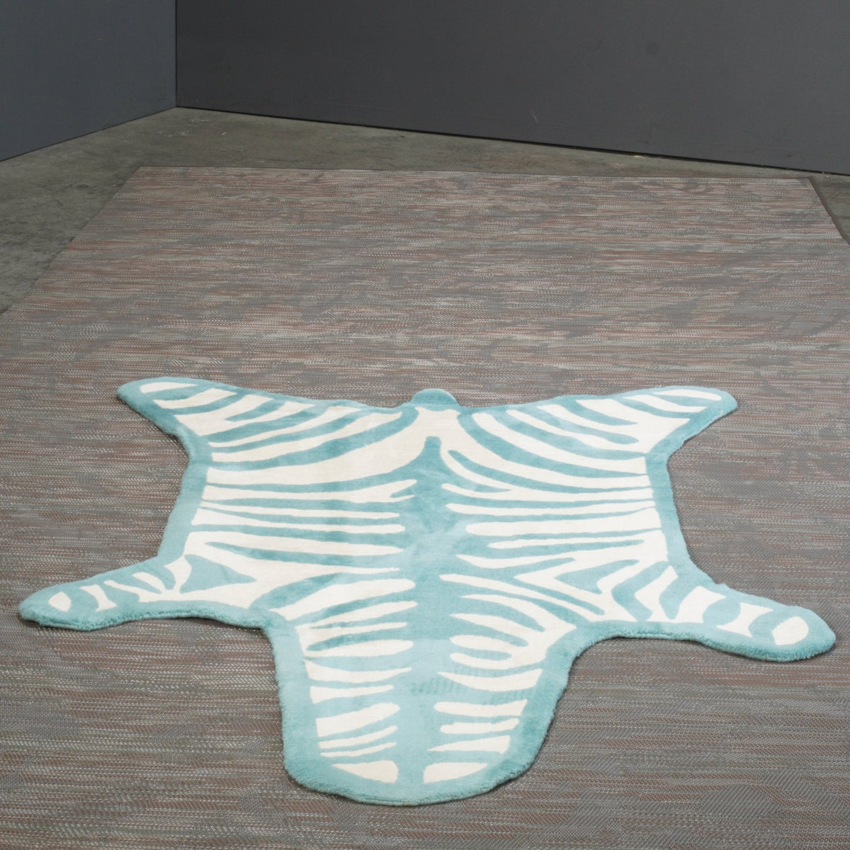 Small Blue and White Bespoke Zebra Rug @ REHAUS