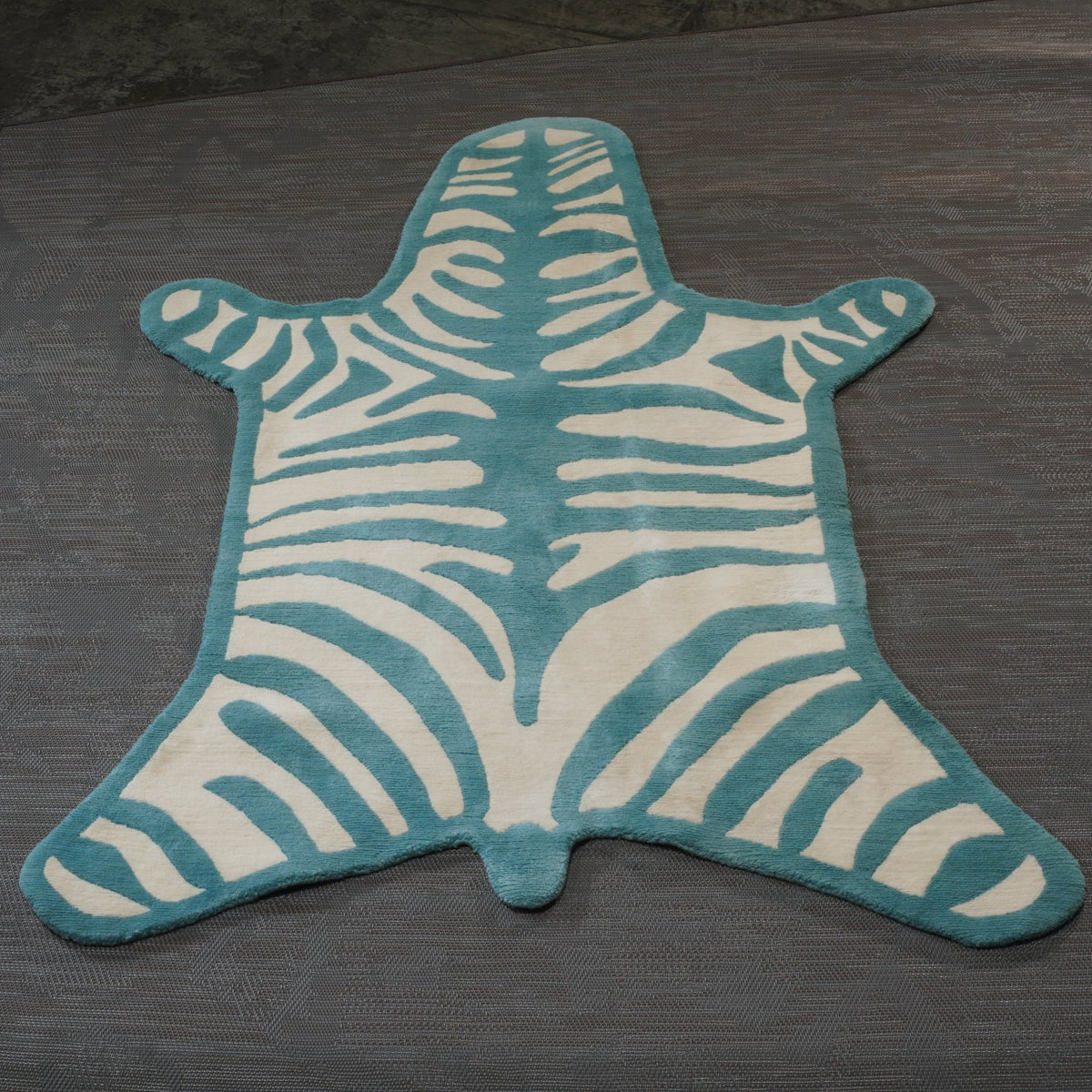 Small Blue and White Bespoke Zebra Rug @ REHAUS