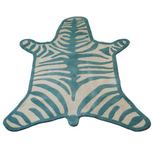Small Blue and White Bespoke Zebra Rug