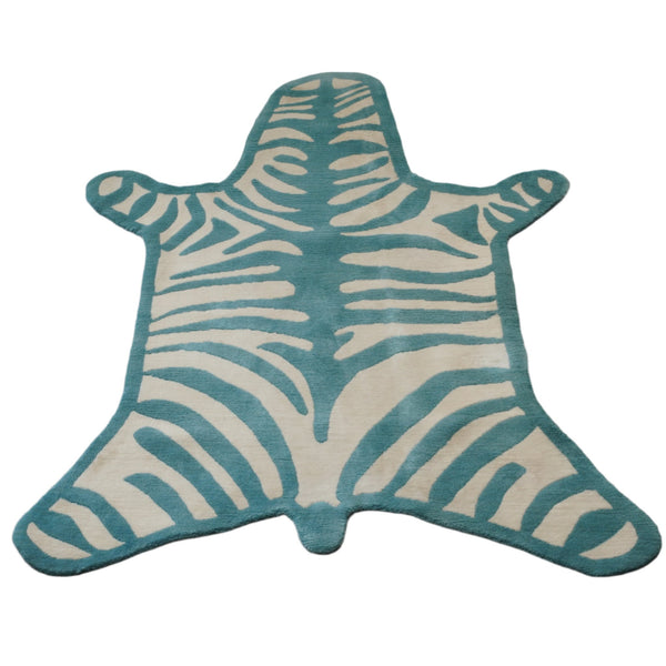 Small Blue and White Bespoke Zebra Rug @ REHAUS
