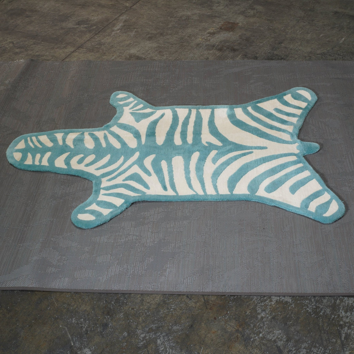 Small Blue and White Bespoke Zebra Rug @ REHAUS