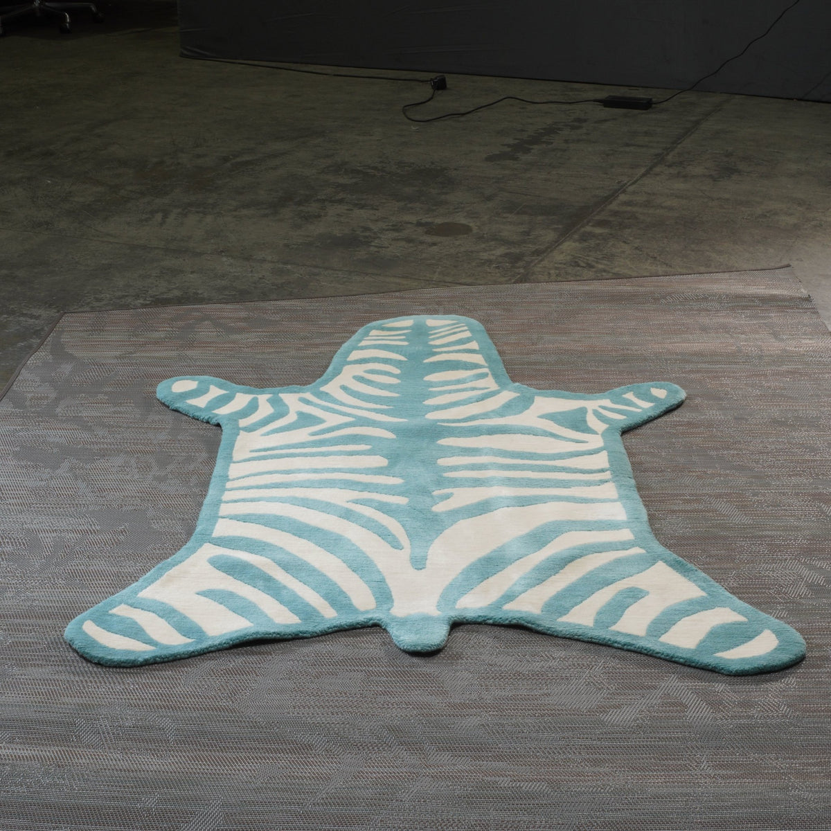 Small Blue and White Bespoke Zebra Rug @ REHAUS