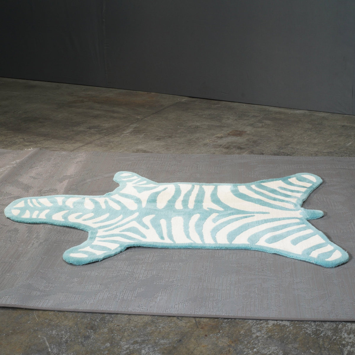 Small Blue and White Bespoke Zebra Rug @ REHAUS
