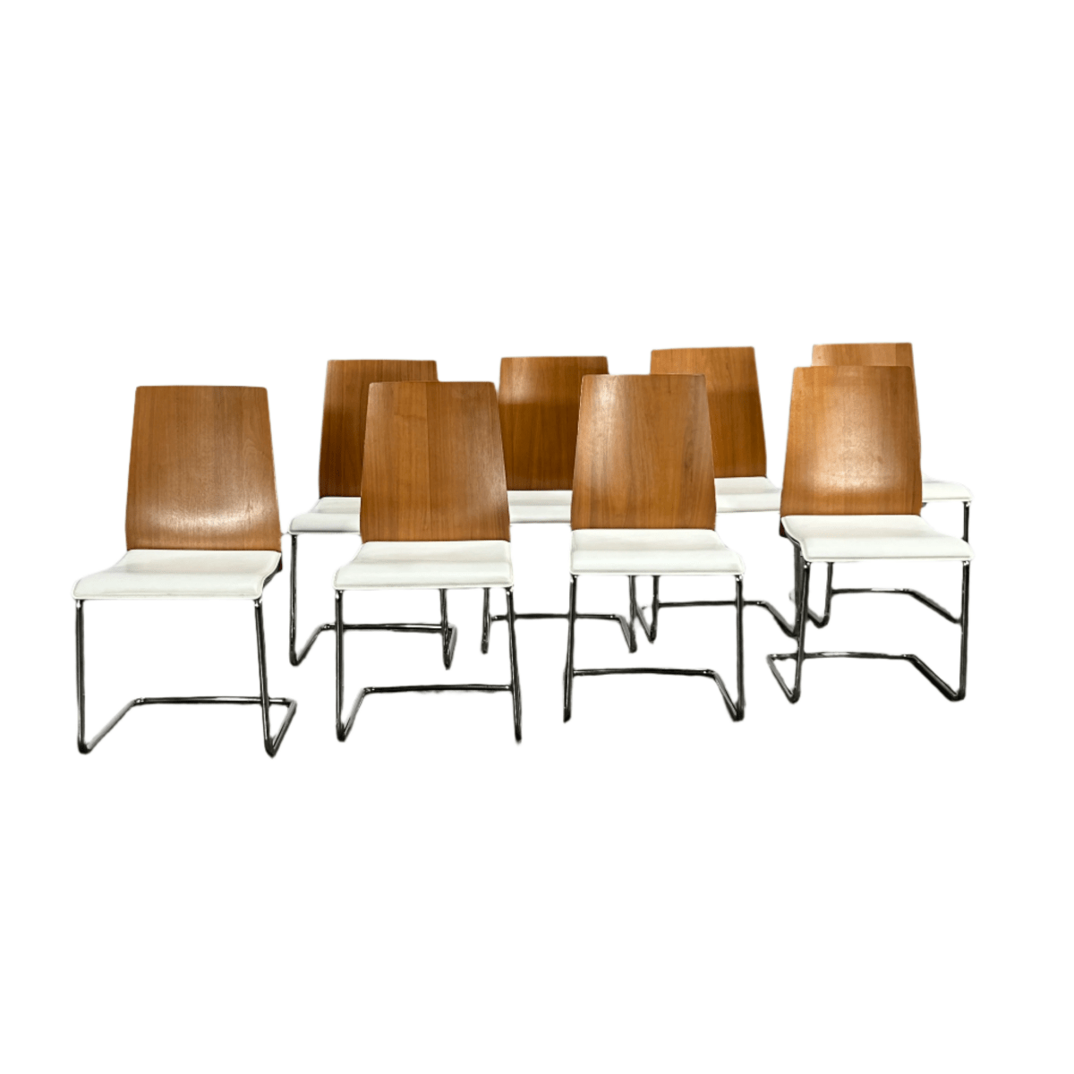 Swing Walnut and Leather Chairs by Calligaris, Set of Eight @ REHAUS