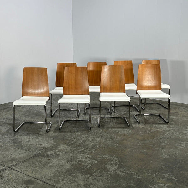 Swing Walnut and Leather Chairs by Calligaris, Set of Eight @ REHAUS
