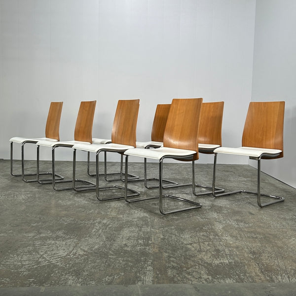 Swing Walnut and Leather Chairs by Calligaris, Set of Eight @ REHAUS