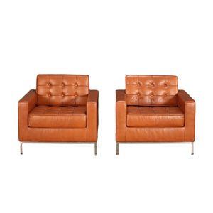 Tawny Brown Leather Armchairs, Set of Two @ REHAUS