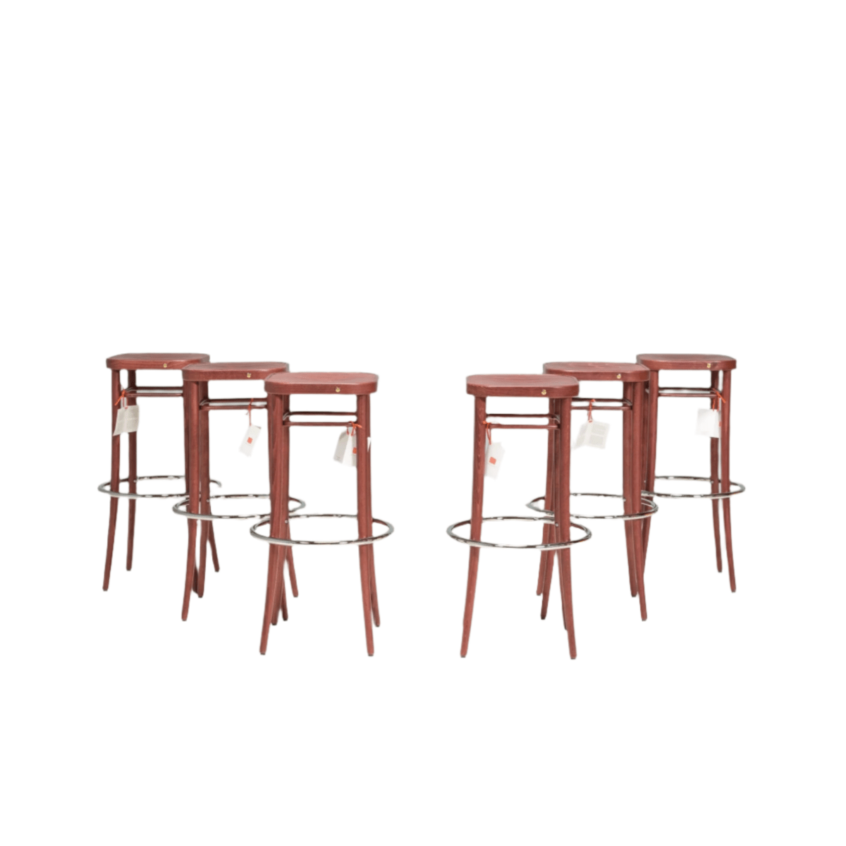Thonet Vienna Walnut 144 Barhocker Stool, Set of Six @ REHAUS