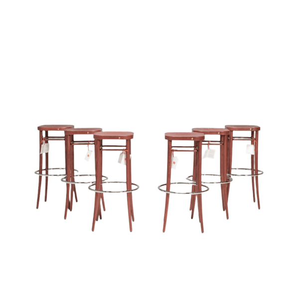 Thonet Vienna Walnut 144 Barhocker Stool, Set of Six