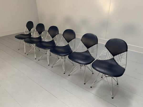 Vitra Eames DKR - 2 Bikini Chairs - In Navy Blue Premium Leather, Set of 6 @ REHAUS