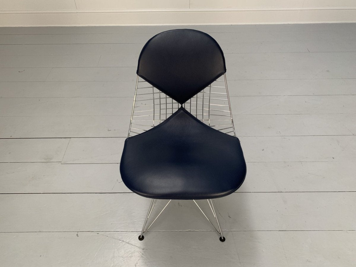 Vitra Eames DKR - 2 Bikini Chairs - In Navy Blue Premium Leather, Set of 6 @ REHAUS