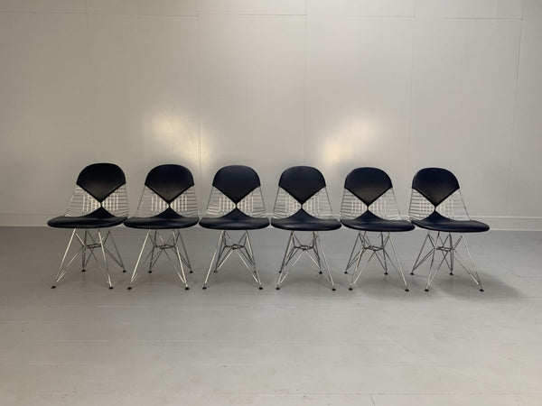 Vitra Eames DKR - 2 Bikini Chairs - In Navy Blue Premium Leather, Set of 6 @ REHAUS