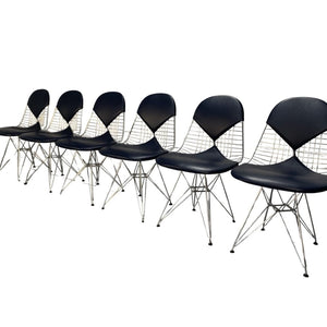 Vitra Eames DKR - 2 Bikini Chairs - In Navy Blue Premium Leather, Set of 6 @ REHAUS