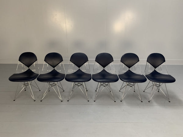 Vitra Eames DKR - 2 Bikini Chairs - In Navy Blue Premium Leather, Set of 6 @ REHAUS