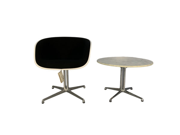 Vitra La Fonda Eames Chair & Marble Table - In Black Hopsack @ REHAUS