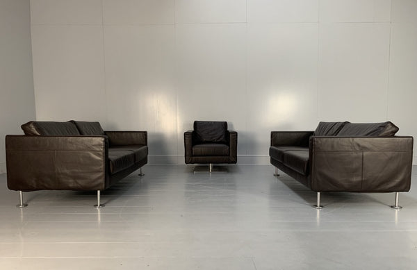 Vitra Park 2 Sofa & Armchair Suite - In Dark Brown Leather @ REHAUS