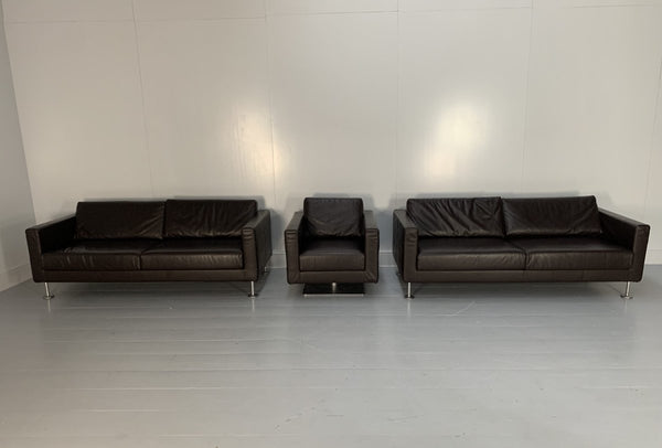 Vitra Park 2 Sofa & Armchair Suite - In Dark Brown Leather @ REHAUS
