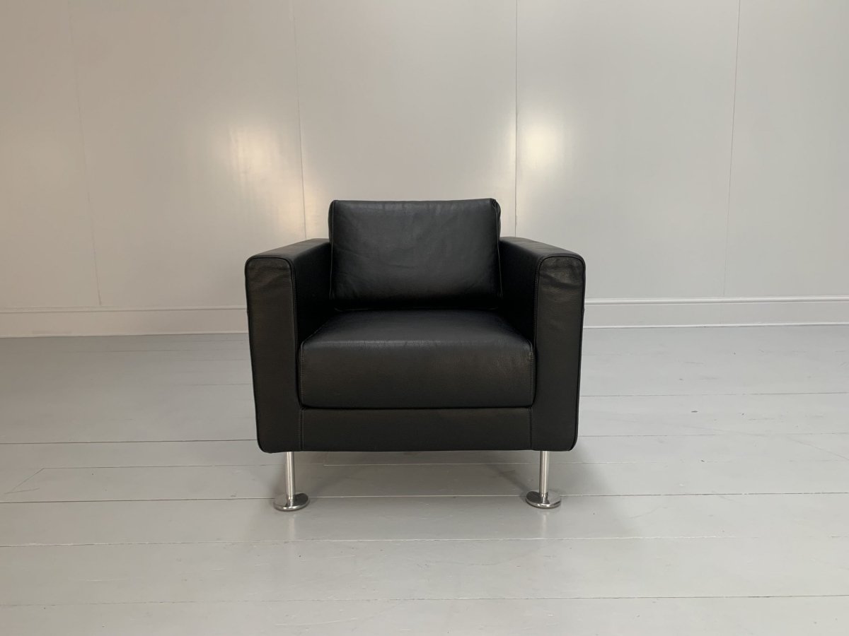 Vitra Park Armchair - In Jet Black Leather @ REHAUS
