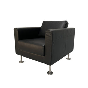 Vitra Park Armchair - In Jet Black Leather @ REHAUS