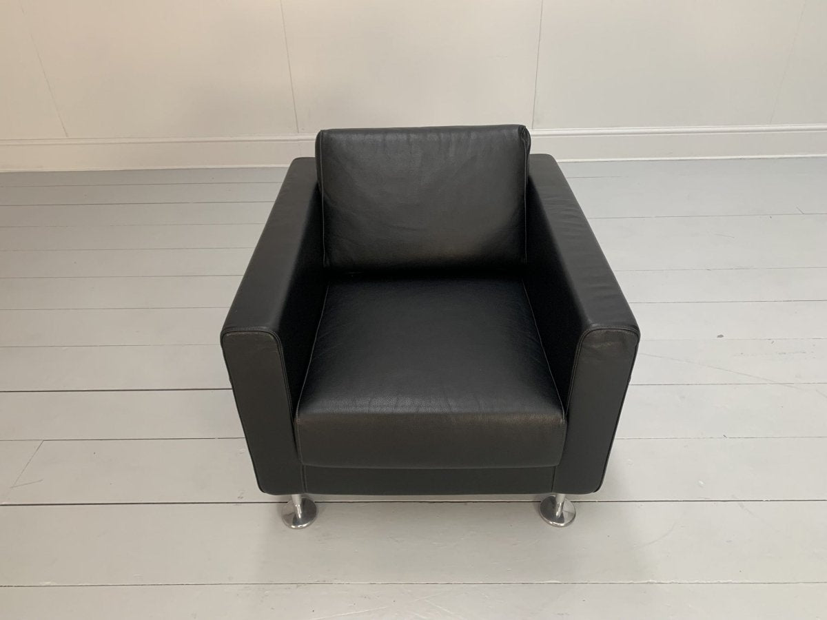 Vitra Park Armchair - In Jet Black Leather @ REHAUS
