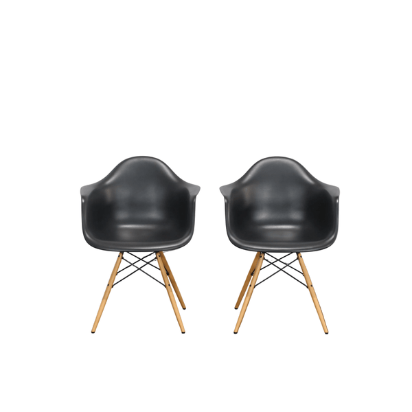 Vitra Black DAW Chairs by Charles & Ray Eames, Set of Two