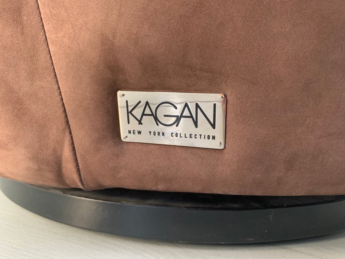 Vladimir Kagan Nautilus Corkscrew Armchair and Footstool in Brown Ultrasuede @ REHAUS