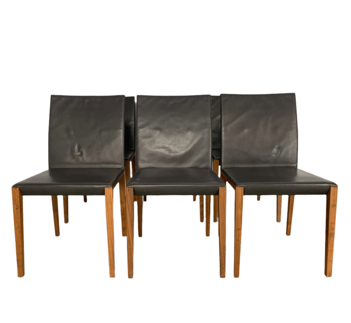 Walter Knoll Andoo 1100 Dining Chair - In Dark Brown Leather & Walnut,set of 6 @ REHAUS