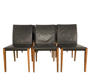 Walter Knoll Andoo 1100 Dining Chair - In Dark Brown Leather & Walnut,set of 6