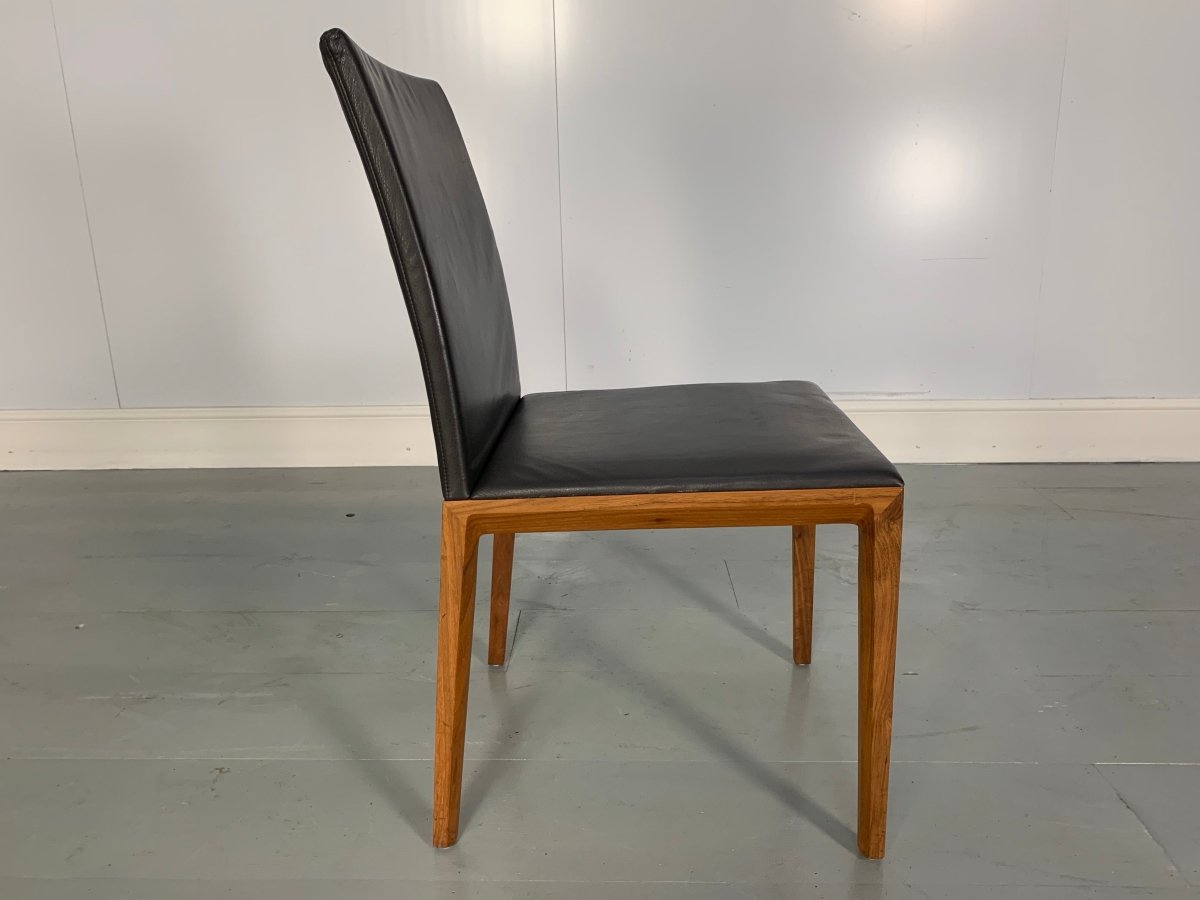 Walter Knoll Andoo Dining Chairs in Dark Brown Leather & Walnut, Set of 12 @ REHAUS