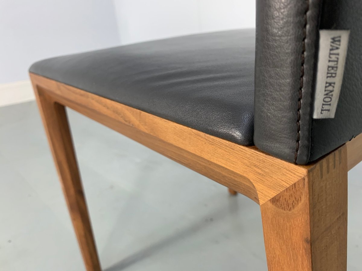Walter Knoll Andoo Dining Chairs in Dark Brown Leather & Walnut, Set of 12 @ REHAUS
