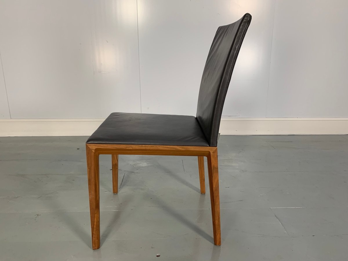 Walter Knoll Andoo Dining Chairs in Dark Brown Leather & Walnut, Set of 12 @ REHAUS