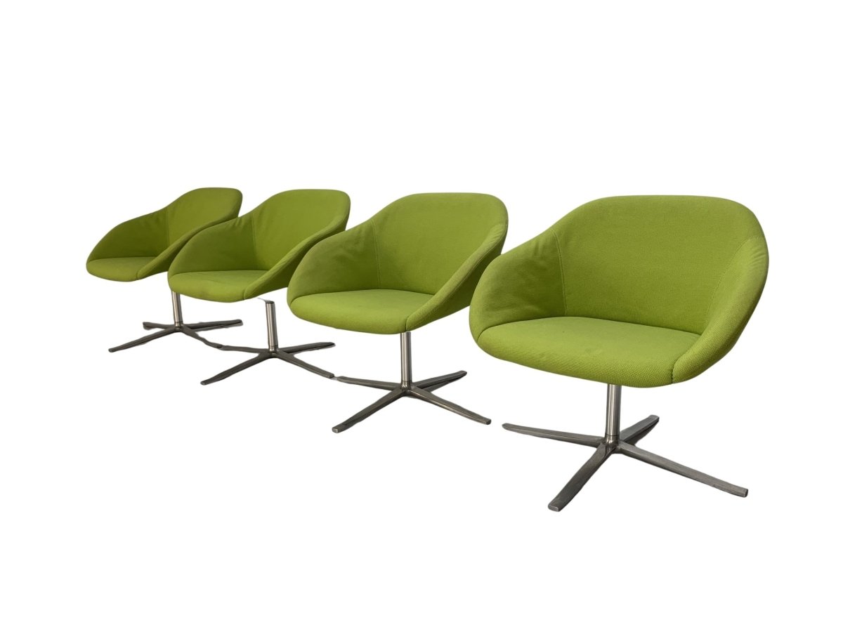 Walter Knoll Turtle Armchairs - In Lime Green Fabric, Set of Four @ REHAUS