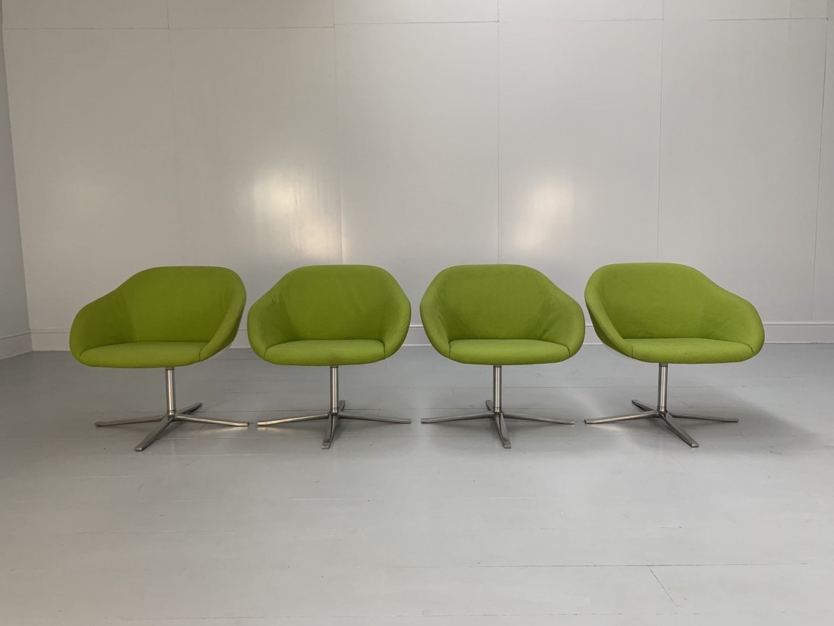 Walter Knoll Turtle Armchairs - In Lime Green Fabric, Set of Four @ REHAUS