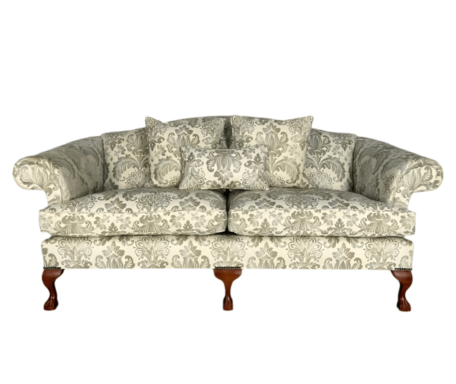 Wesley Barrell Marlborough 2.5 - Seat Sofa - In Blue Grey Damask Fabric - RRP Â£5000 @ REHAUS