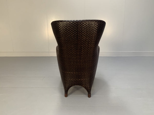 Woven Leather Armchair & Footstool - In Brown Leather @ REHAUS