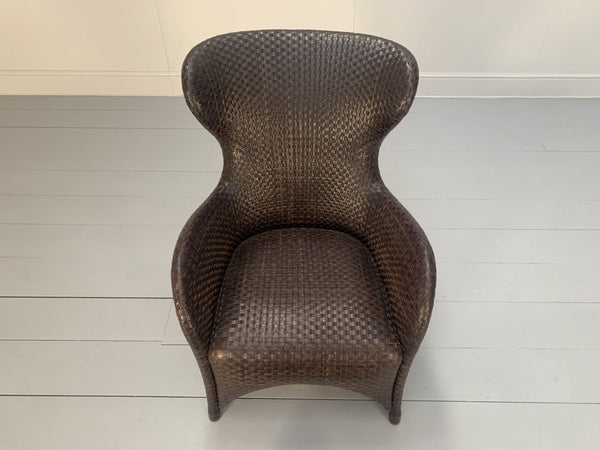 Woven Leather Armchair & Footstool - In Brown Leather @ REHAUS
