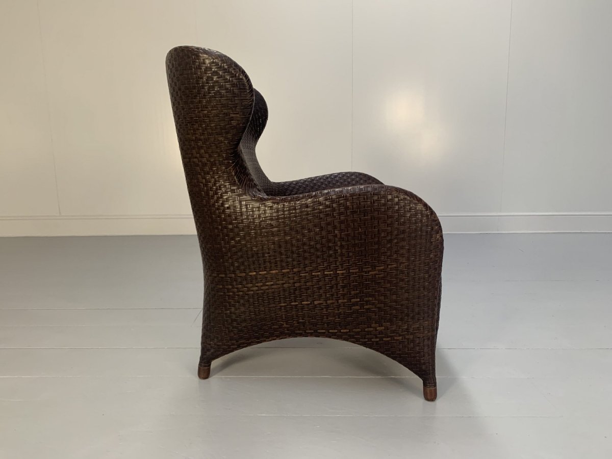 Woven Leather Armchair & Footstool - In Brown Leather @ REHAUS